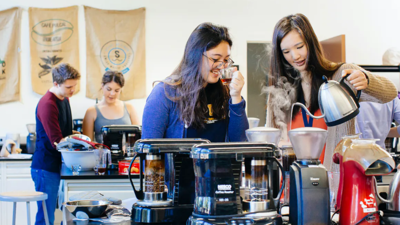 UC Davis students in the coffee lab
