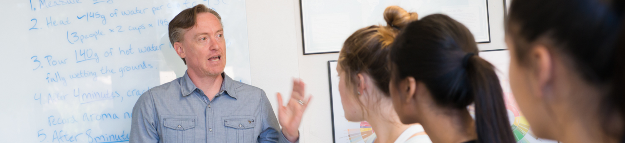Expert from Pete's Coffee talks to students at UC Davis